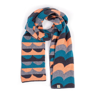 SCARVES - THEM - LAMBSWOOL - Peacock Blue / Sherbert Orange -