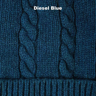 BEANIES - CABLE - LAMBSWOOL - Diesel Blue -