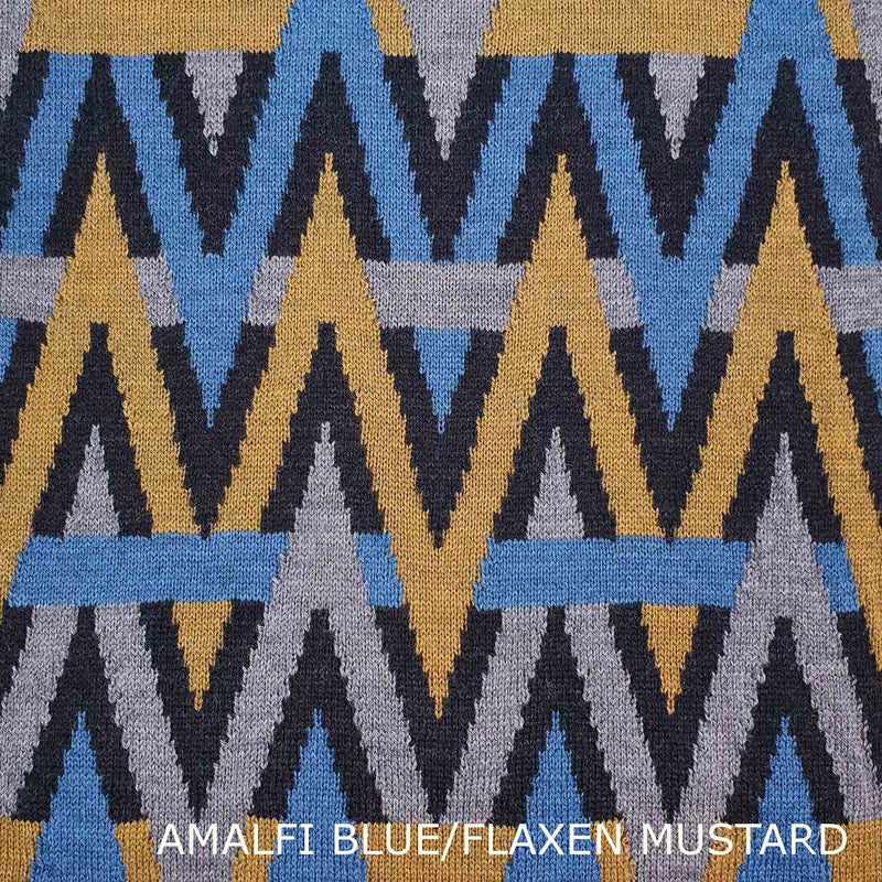 BLANKETS - HIGH FIDELITY - KNIT WOOL BLANKETS - AMALFI BLUE/FLAXEN MUSTARD - Extra Small