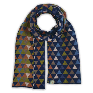 SCARVES - KALEIDOSCOPE - EXTRA FINE MERINO WOOL - Indigo/Toffee Mustard - 