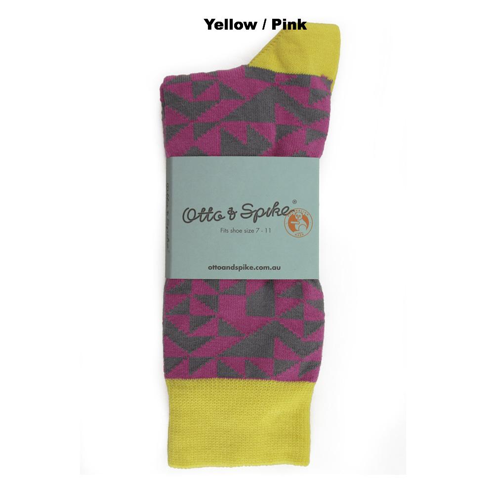 SOCKS - ANNIFIED - AUSTRALIAN COTTON - Yellow / Pink - S / 2-8